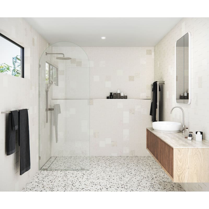 Glass Warehouse ARC-SF-34 Venus 86-3/4" High x 34" Wide Shower Screen - Brushed Nickel