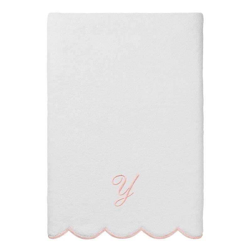 Authentic Hotel and Spa 100% Turkish Cotton Pink ADORNIA Scallop Personalized 3 Piece Towel Set - 3 Piece Set