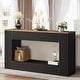preview thumbnail 34 of 32, Modern Console Table, 55-Inch Wood Entryway Table with Storage Black+Brown