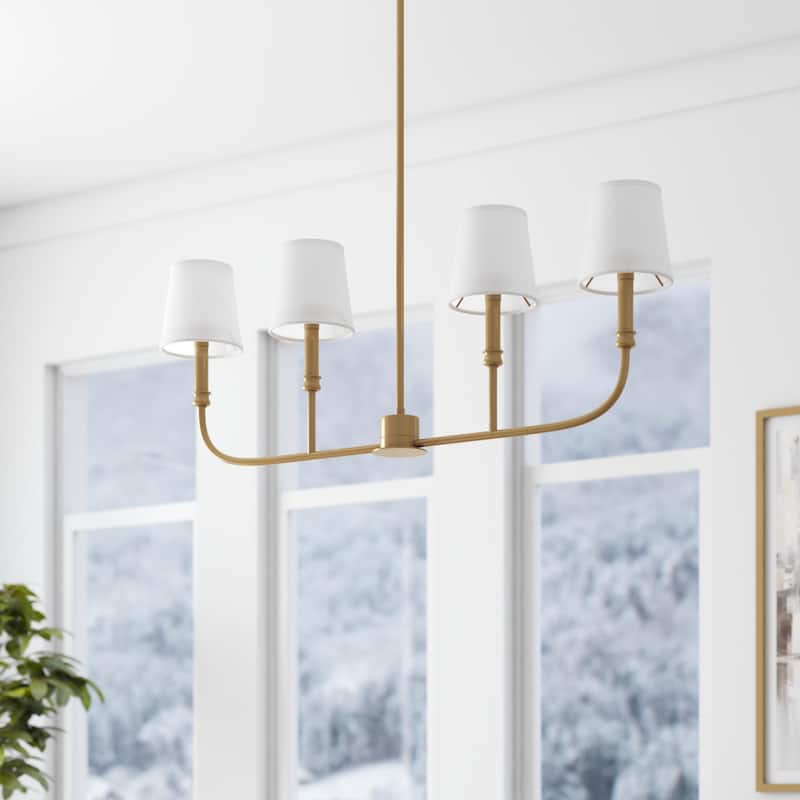 Prominence Home Billet 4-Light Linear Chandelier with Fabric Shades