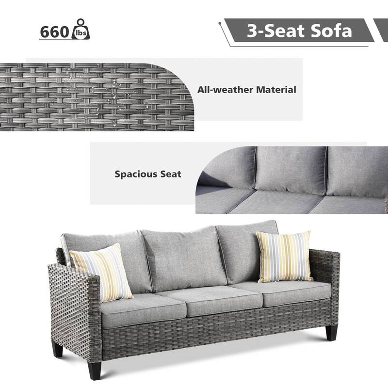 OVIOS 6-piece Patio Wicker Conversation Sofa Set with Swivel Rocking Chairs