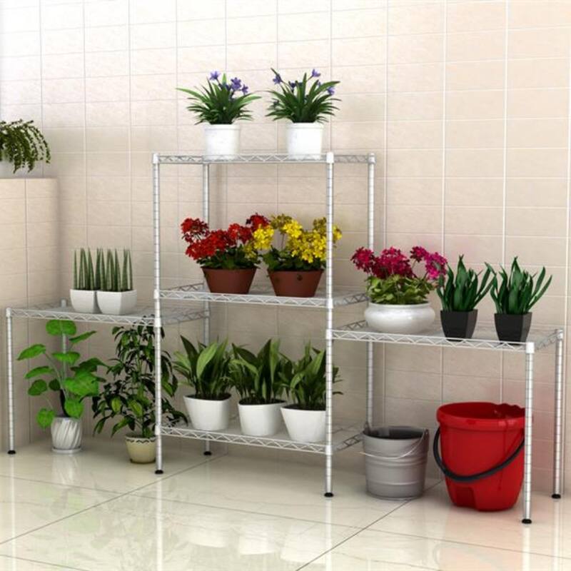 Changeable Assembly Floor Standing Carbon Steel Storage Rack - Silver - (21.25 x 11.42 x 59.06)"