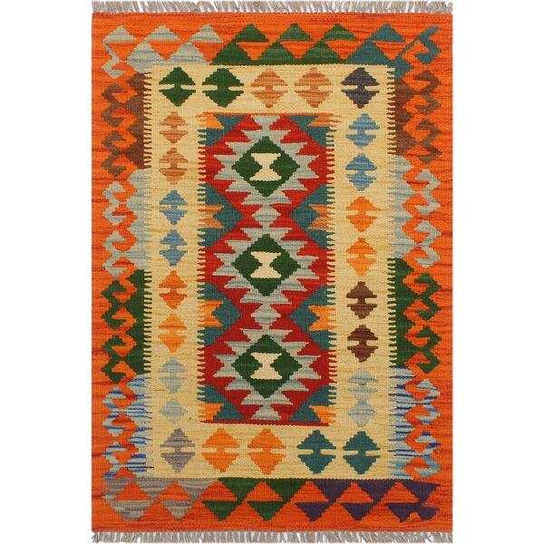 slide 2 of 7, Bohemian Turkish Kilim Digna Hand-Woven Area Rug - 1'11" x 3'0"