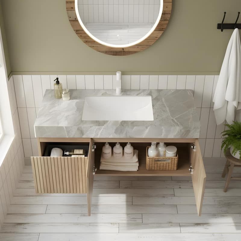 48" Bathroom Vanity with Sintered Stone countertop and Sink