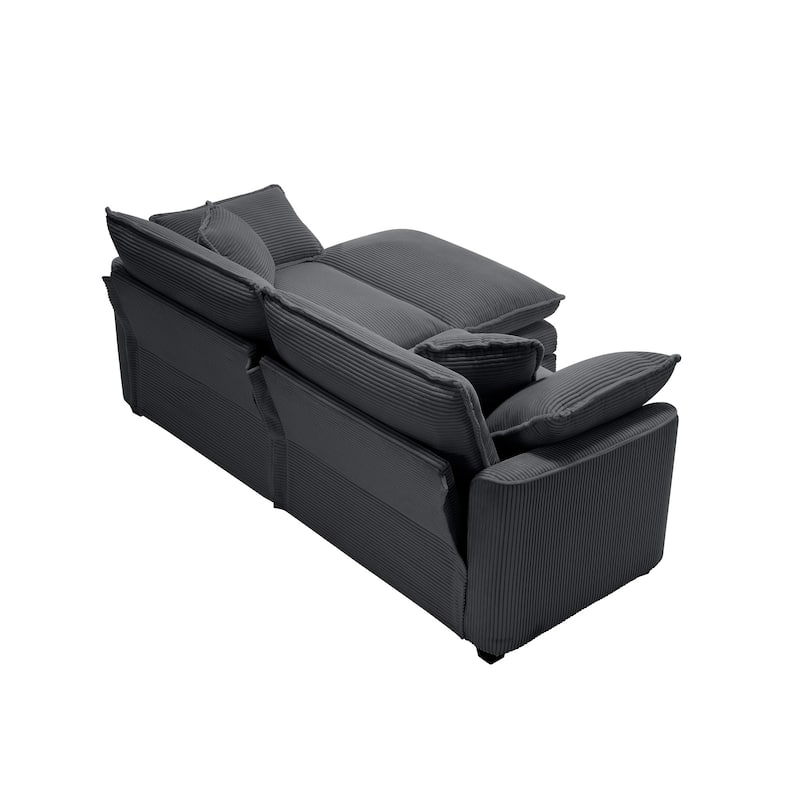 Corduroy Cloud Upholstered Modular L-Shaped Sectional Sofa with Removable Ottoman and 4 Pillows