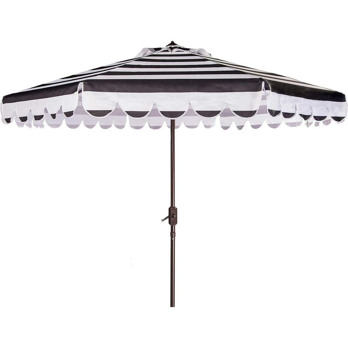 9ft Outdoor Patio Umbrella, Round, Black & White Stripe, UV Resistant
