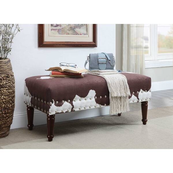 Faux Cowhide Bench Overstock 11206584 Black Faux Cowhide