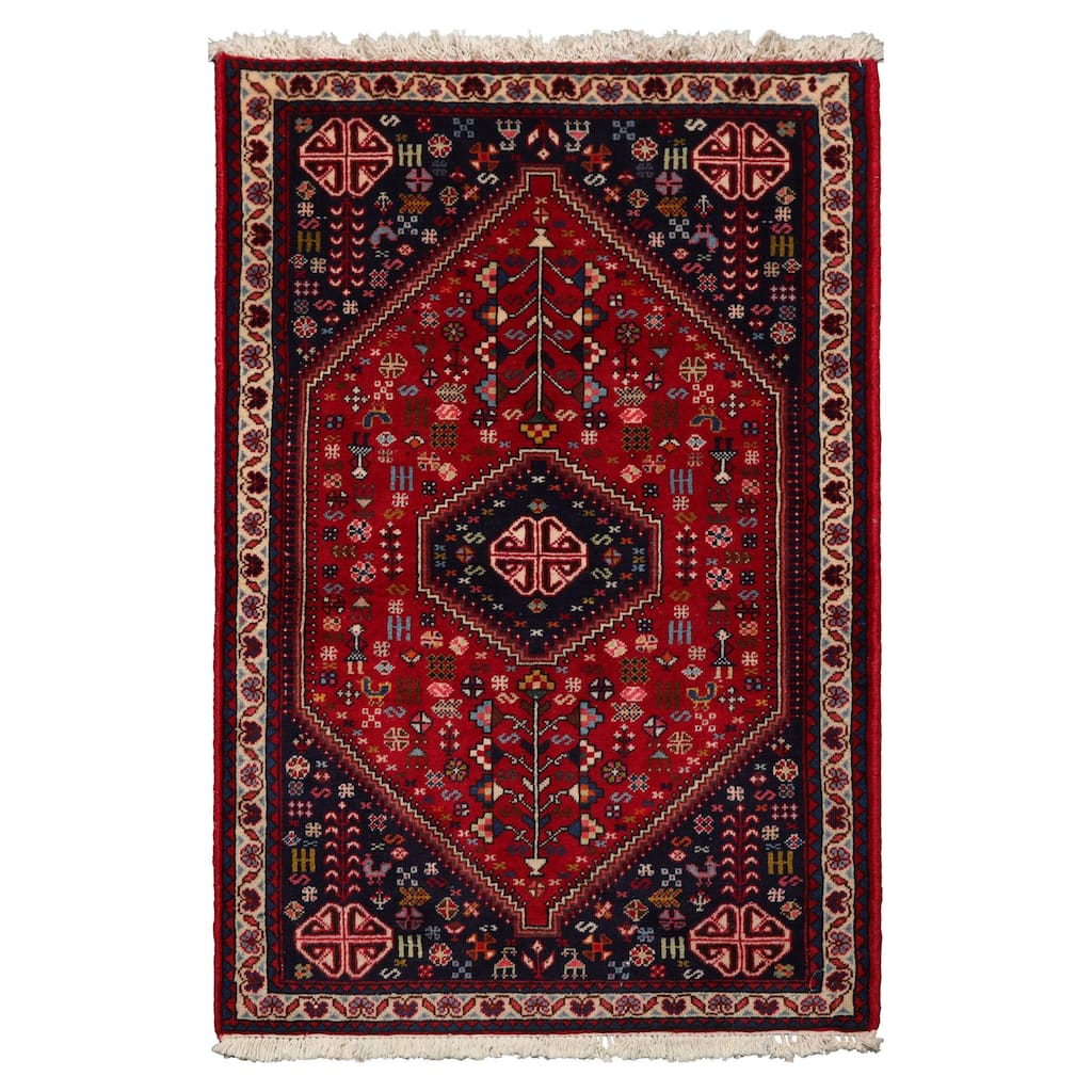 2'9''x4'3'' Hand Knotted Silk Red Abadeh Traditional Rug - 2' 9'' x 4' 3''
