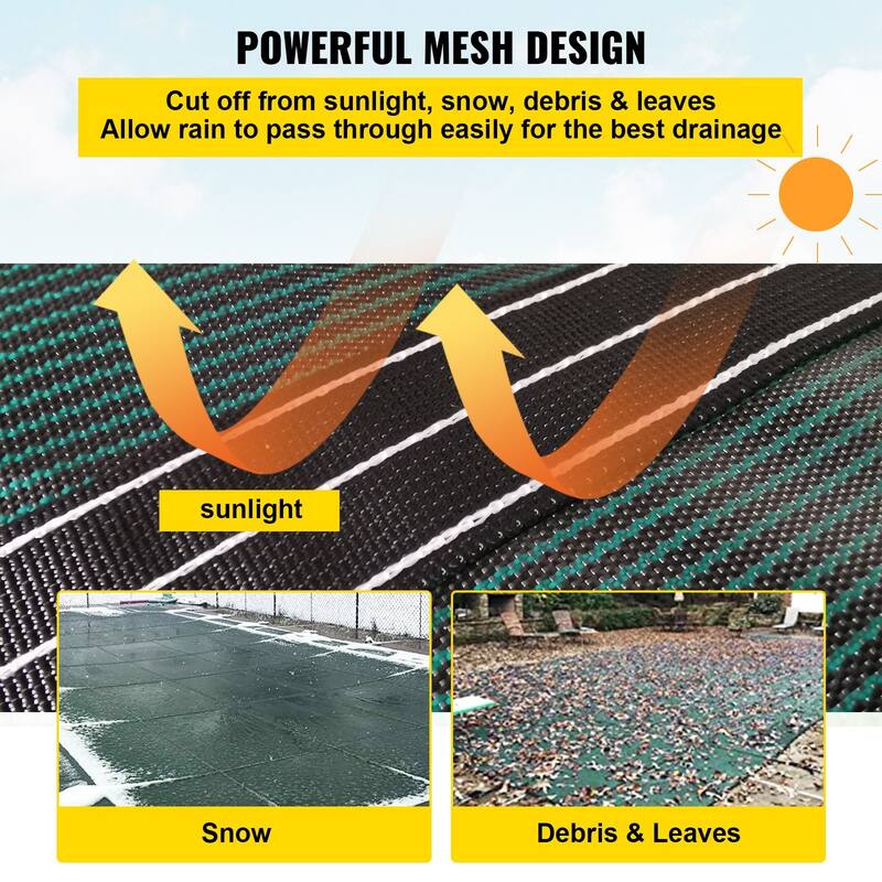 Rectangular Inground Pool Cover Mesh Winter Safety Cover Green