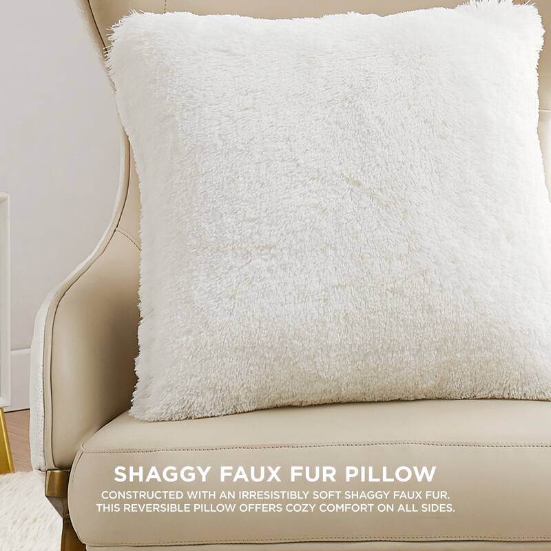 Juicy Couture Alexus Ultraplush Faux Fur Pillow 20" x 20", White