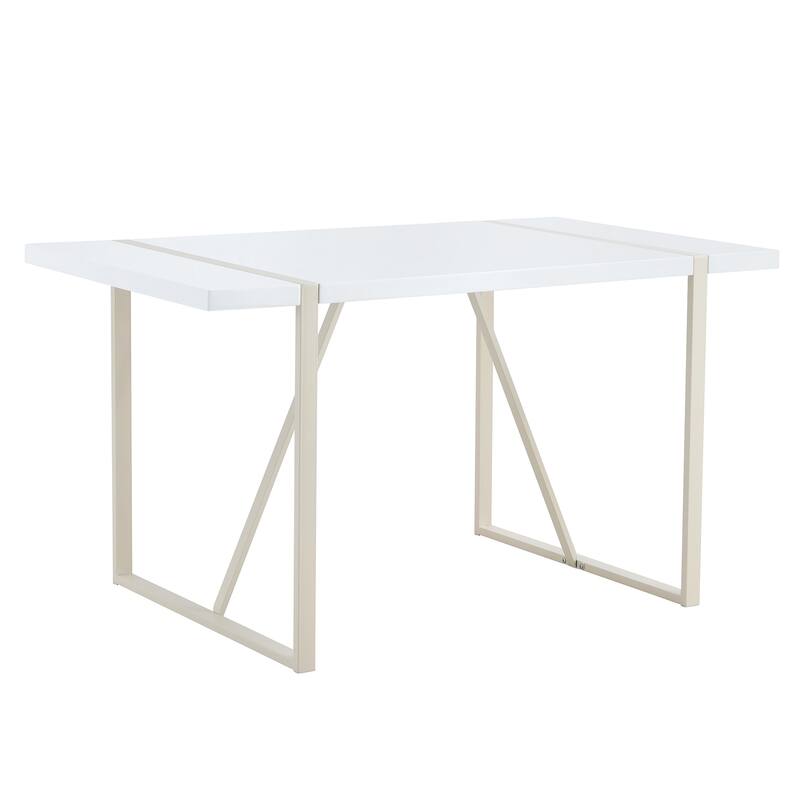 Roomfitters Industrial Dining Table for 4-6 with 1.5 Inch Thick MDF Top and Black Metal Frame for Kitchen or Patio