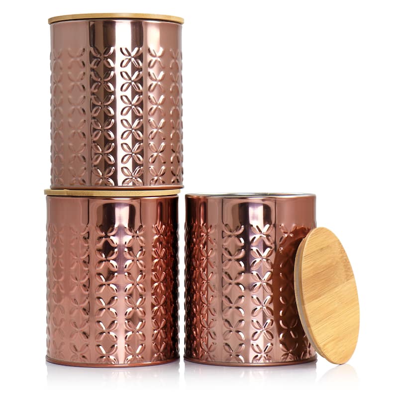 MegaChef 3 Piece Aluminum Canister Set in Copper - 3 Piece Set
