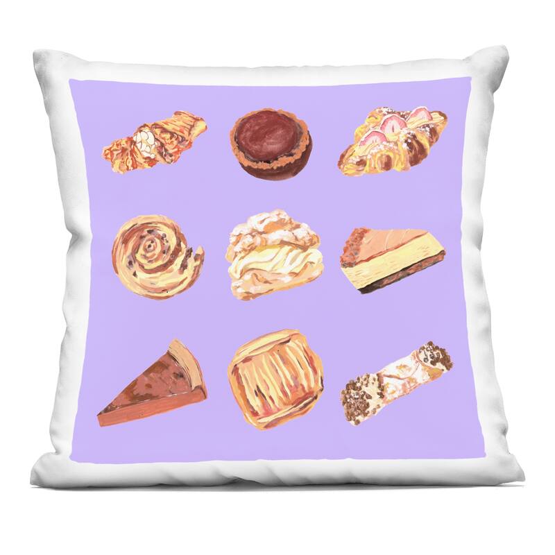Stupell Delicious Pastries on Purple Decorative Printed Throw Pillow Design by Melissa Wang - Accent - Polyester - Brown - Single