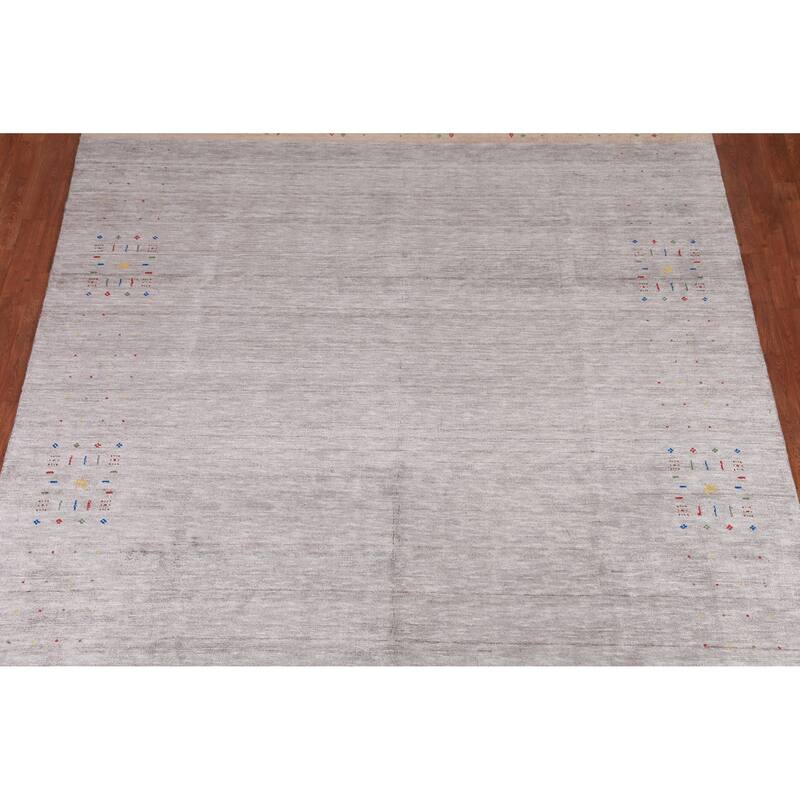 Gabbeh Indian Area Rug Handmade Beige Tribal Silk Carpet - 7'9" x 9'9"