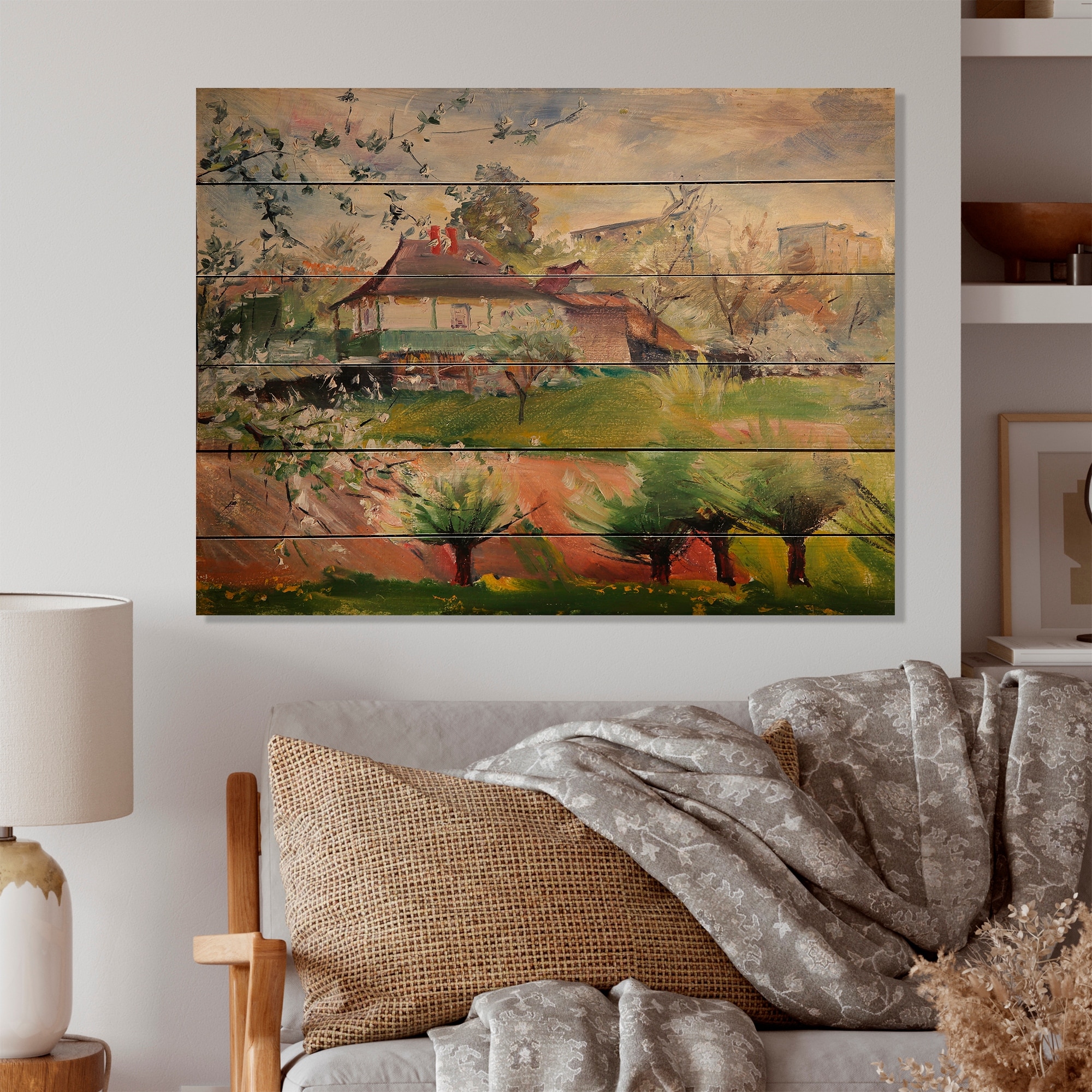 Designart 'Abstract House In Country' French Country Wood Wall Art Décor -  Natural Pine Wood - Bed Bath \u0026 Beyond - 36735851, image size:2000x2000
