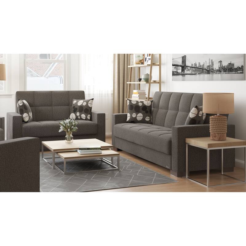 Collection Upholstered Convertible Loveseat With Storage