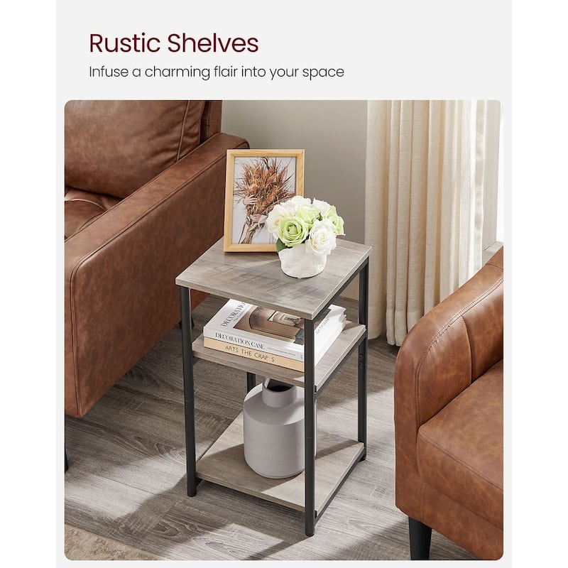 Wood Modern Small End Table with Storage Shelf - 11.8"D x 13.4"W x 22.8"H