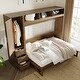 preview thumbnail 8 of 14, Full Murphy Bed Cabinet Beds Wall Bed wWardrobe&Drawers, Antique Gray