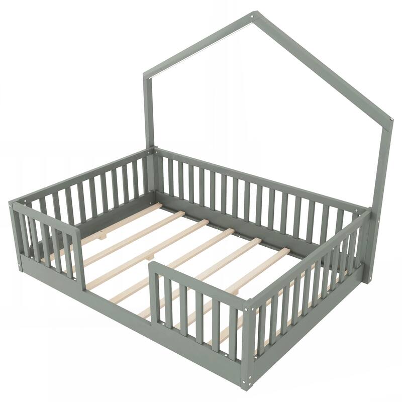 Full Floor Bed with High Rails