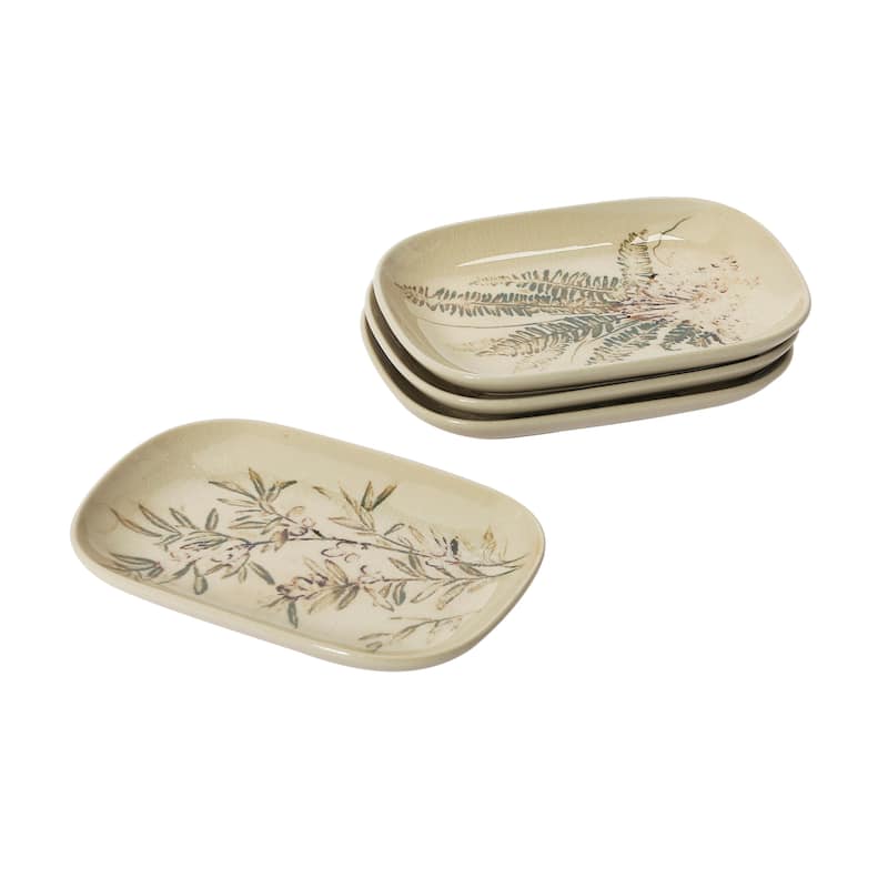 Debossed Stoneware Dish - 6.0"L x 4.1"W x 0.8"H