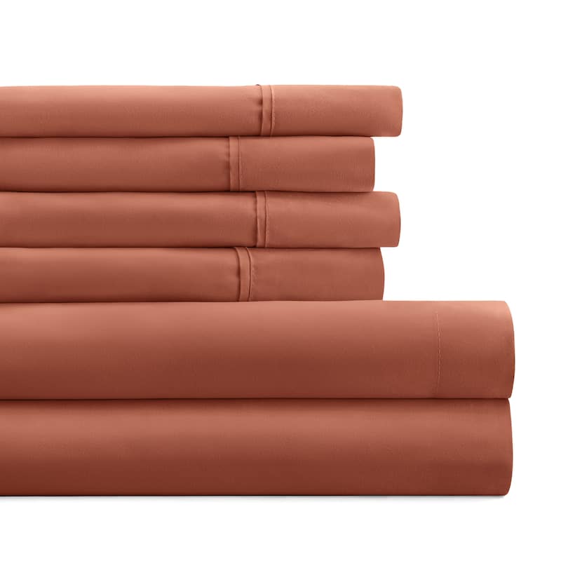 Becky Cameron Double Brushed Deep Pocket 6PC Microfiber Sheet Set - Full - Clay