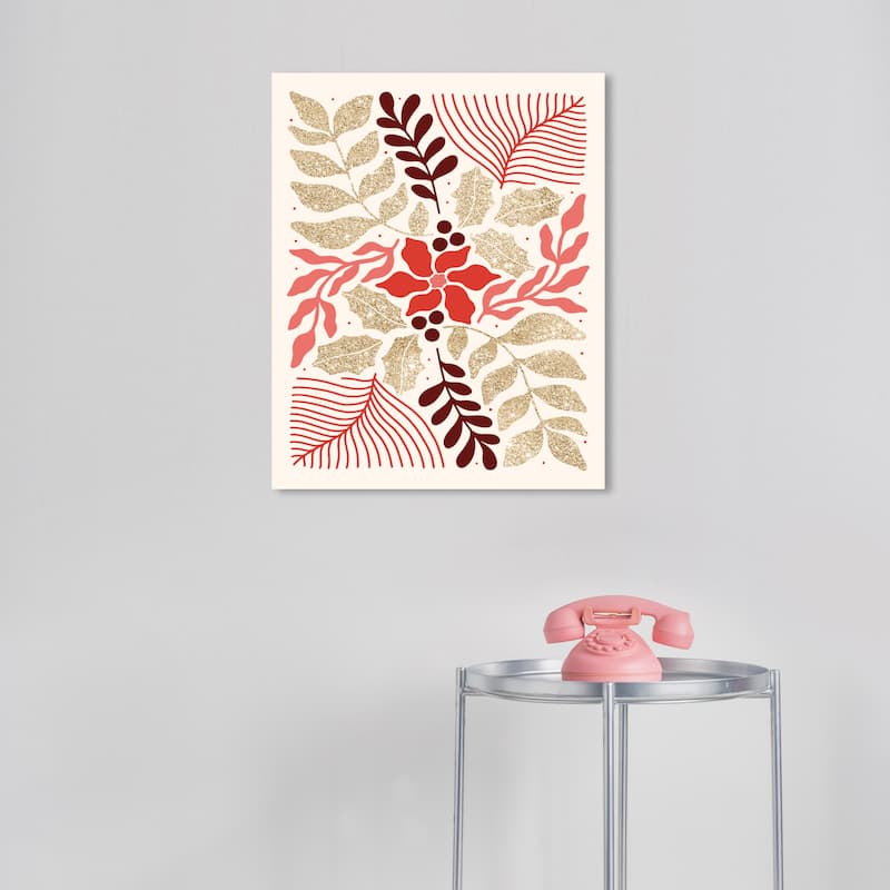 Wynwood Studio Canvas Floral and Botanical Seasons Greetings Glam Decor Gold Glam Wall Art Canvas Print - 16 x 20