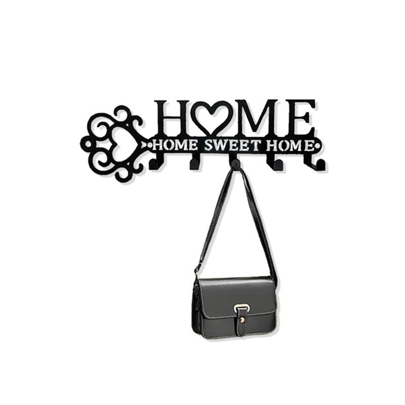 Wall-Mounted Key Holder with 5 Hooks, Entryway Coat & Towel Rack - 10.9" x 3"