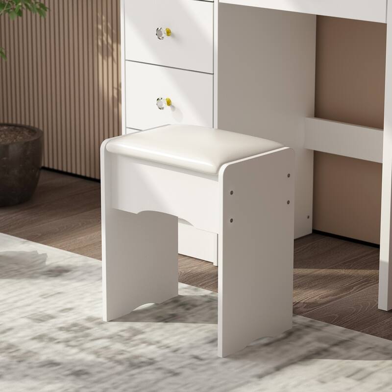 Timechee 31.5" Wide Makeup Vanity Set with Stool, Mirror,3 Color Light - 31.5"W