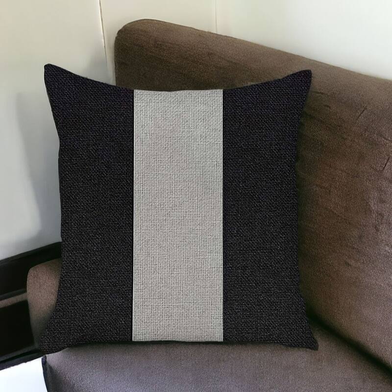 HomeRoots 18" X 18" Grey And Black Geometric Zippered Handmade Polyester Throw Pillow Cover