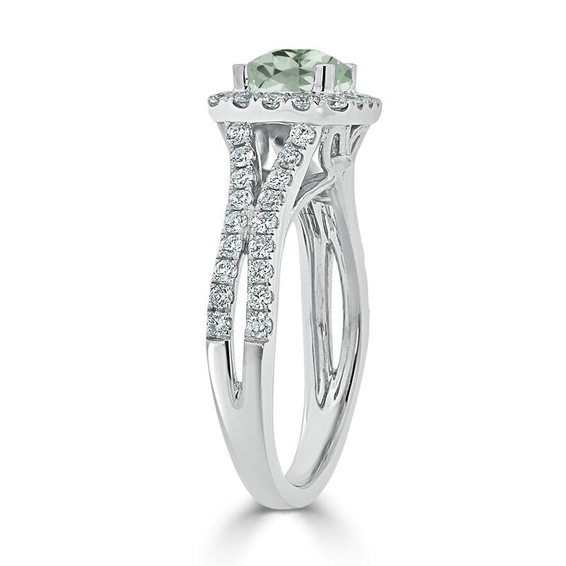 Auriya 1/2ct Cushion-cut Green Amethyst Halo Diamond Engagement Ring 5/8ctw 14k Gold