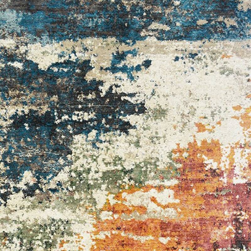 Cewe Distressed Abstract Modern Stain Resistant Woven with Fringe Area Rug By HomeRoots