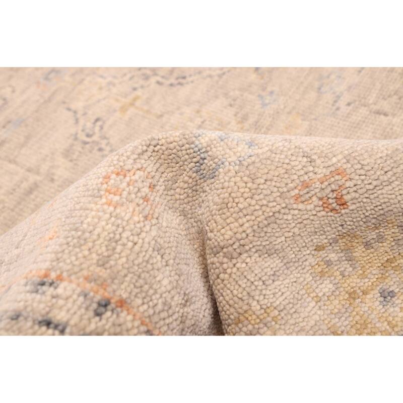 ECARPETGALLERY Hand-knotted Modern Oushak Light Grey Wool Rug - 4'0 x 5'8