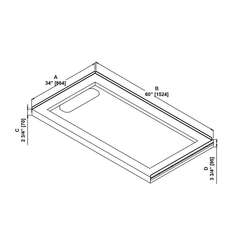 Ove Decors 15SBR-FOLG60 Folga 60" x 34" Rectangular Shower Base with