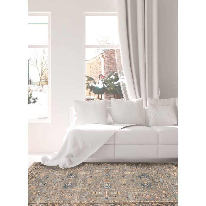 ECARPETGALLERY Hand-knotted Finest Agra Jaipur Teal Wool Rug - 5'3 x 8'4