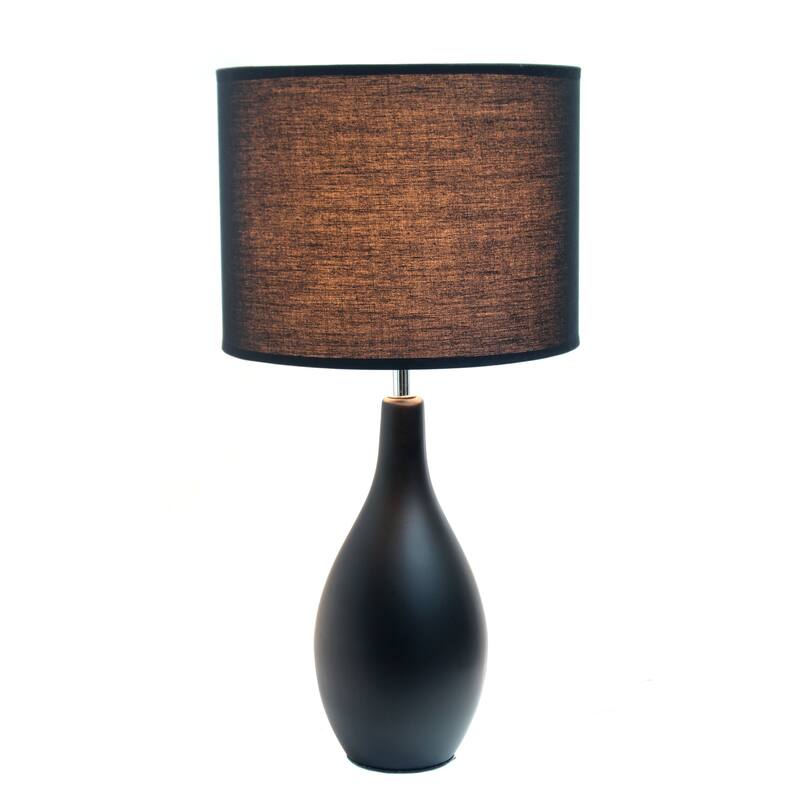 Luxury Table Lamp - Ceramic Hourglass Lamp Shade, Black Finish - Living Room Bedroom Decor