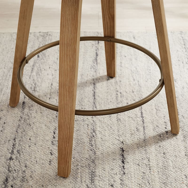 Art Leon Set of 2 Swivel Fabric Upholstered Counter Height Barstool