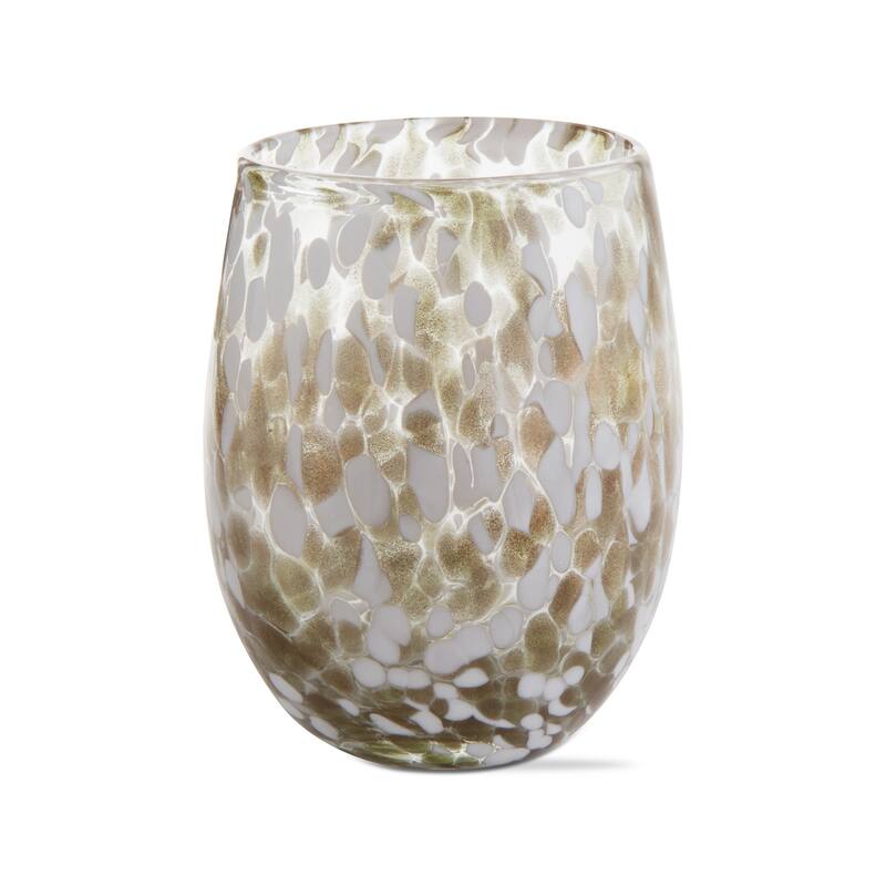 16 oz. Confetti Glass Stemless Wine Drinkware Gold Dishwasher Safe Beverage Glassware Set of 6