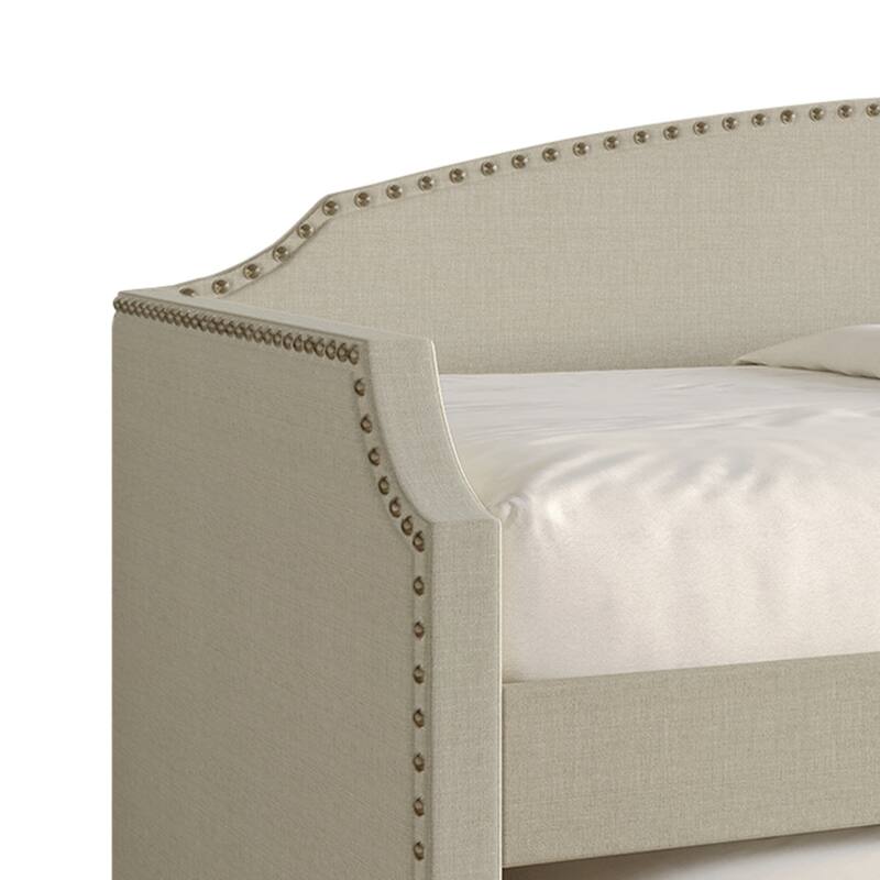 CraftPorch Minimalist Linen Upholstered Twin Daybed with Trundle