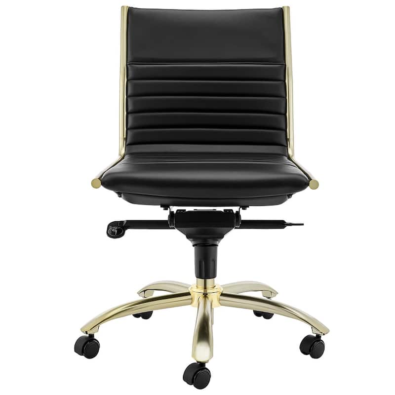 Executive Black and Gold Low Back No Arm Office Chair - 26.38" W x 38.19" H x 25.99" D - Black/Gold