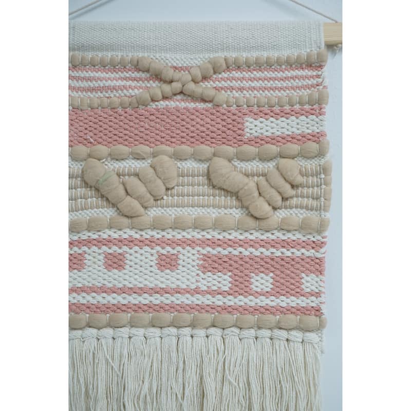 Home&Manor Wool and Cotton Macrame Wall Hanging with Rod Included - Exact Size