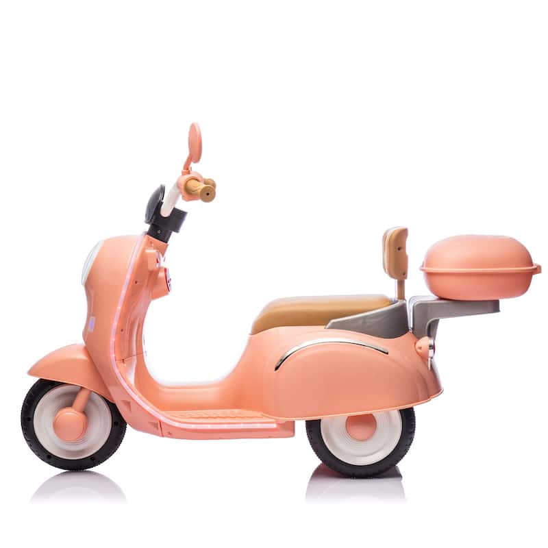 12V Kids Ride On Three-Wheel Electric Motorcycle,2WD,Cool Waterfall Light,Large Storage Space,Power Display For Kids Aged 3-6.
