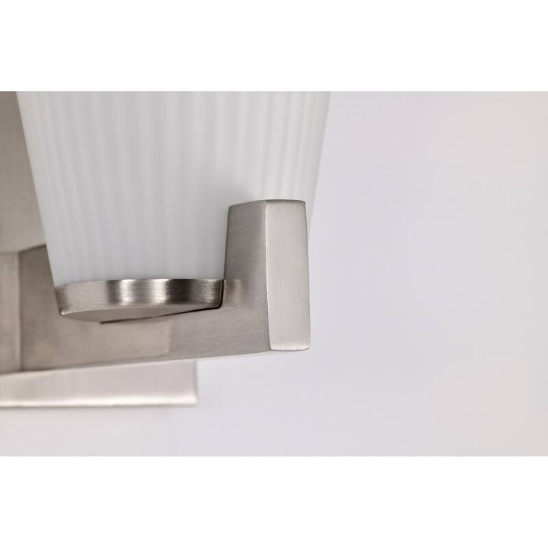 Royale 1 Light Vanity Brushed Nickel Finish Ribbed White Glass - Brushed Nickel