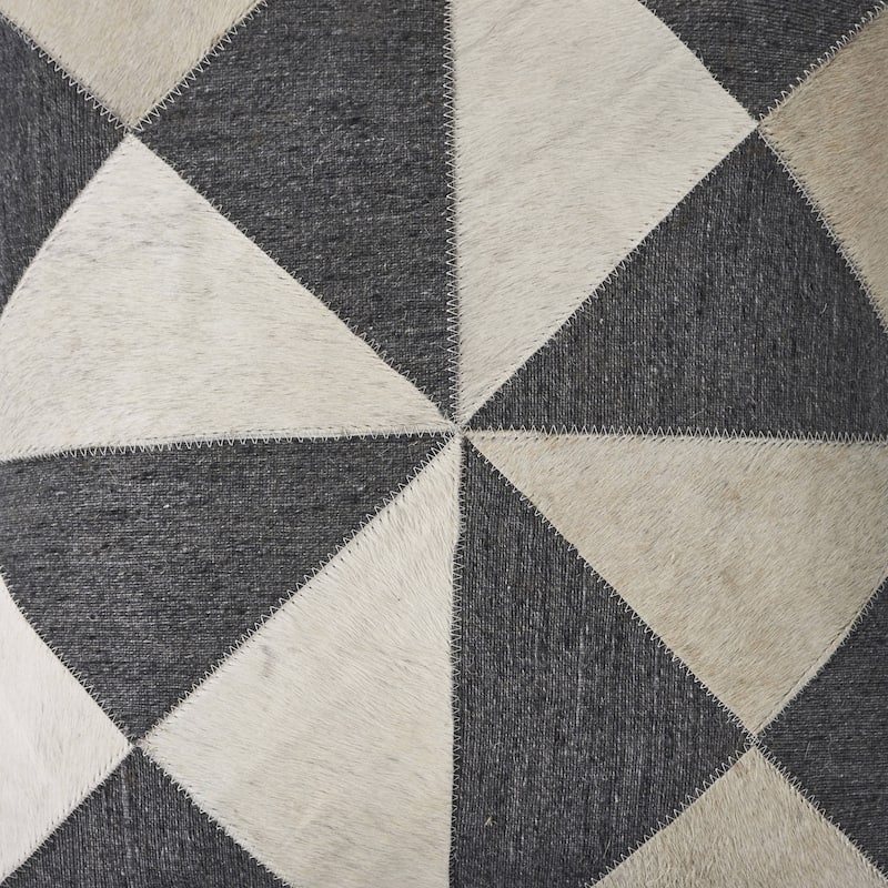 HomeRoots 20" X 20" Charcoal And White 100% Wool Geometric Zippered Pillow
