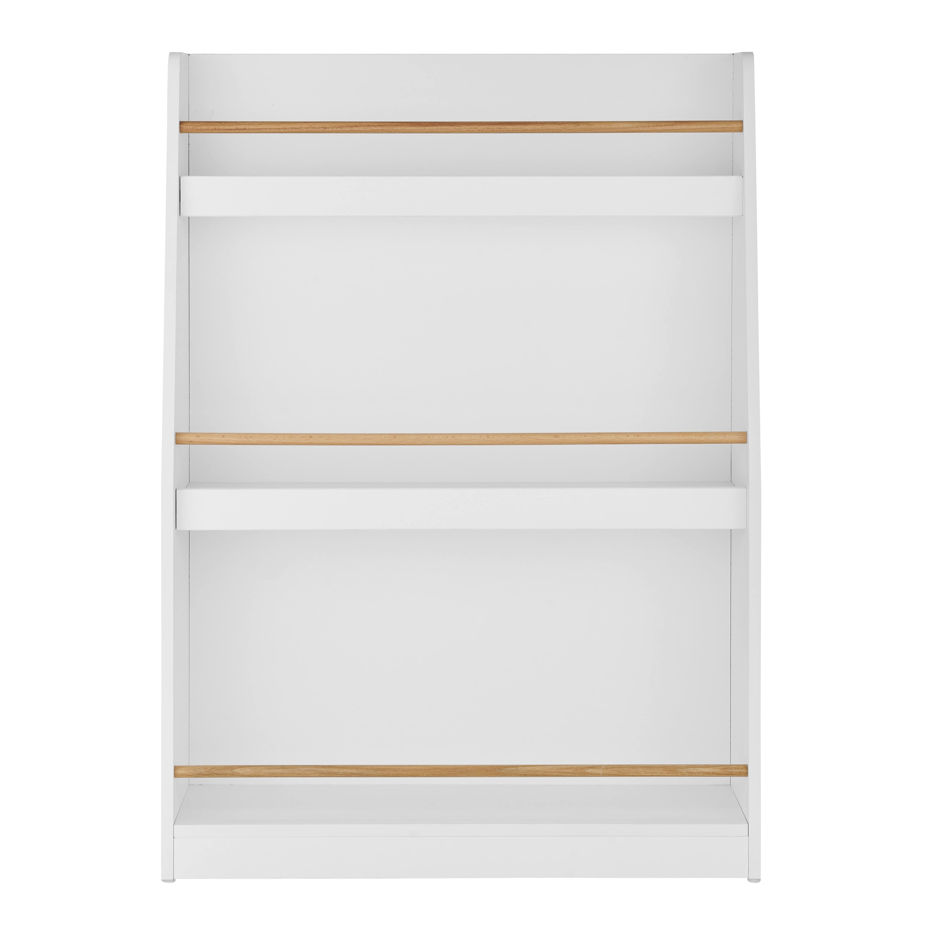 Danya B. Steiner White 3-Tier Kids Book or Magazine Storage Freestanding Bookcase with Contrasting Wood-Toned Rods