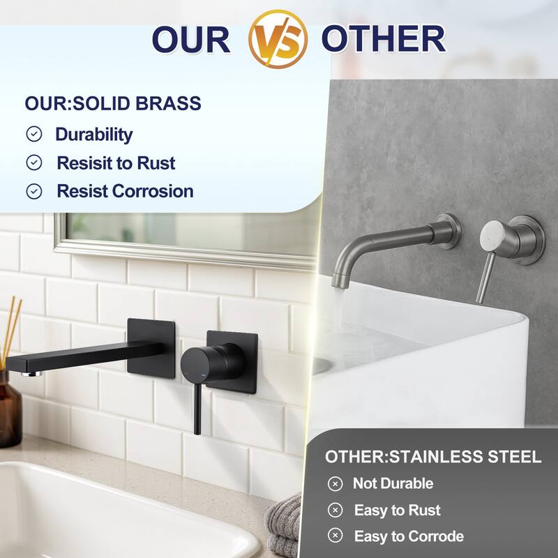 WOWOW Wall Mount Single Handle Bathroom Faucet in Modern