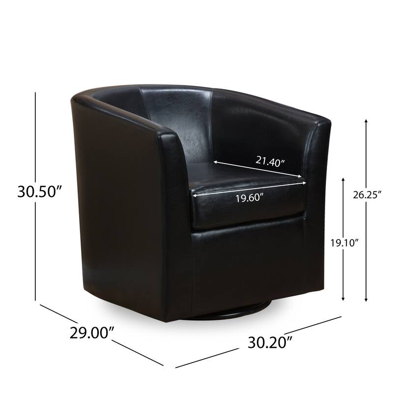 Roomfitters Modern Swivel Club Chair, Faux Leather Accent Armchair with Curved Back and Cushioned Seat for Living Spaces