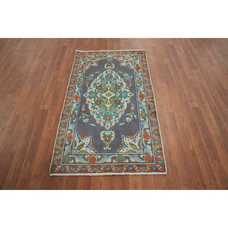 Hand Knotted Oriental 100% Wool Carpet Traditional Floral Purples Tabriz Area Rug - 4' 6'' X 2' 8''