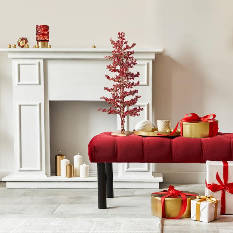 24" Metallic Crushed Ice Tree With Stand