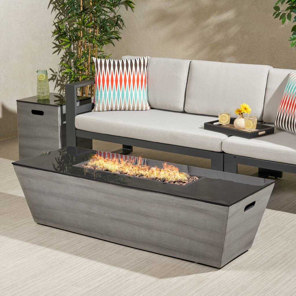 Langton Outdoor 56-Inch Rectangular Fire Pit with Tank Holder by ...
