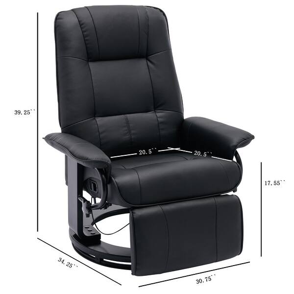 Faux Leather Manual Recliners, Swivel Lounge Chair with Footrest Bed